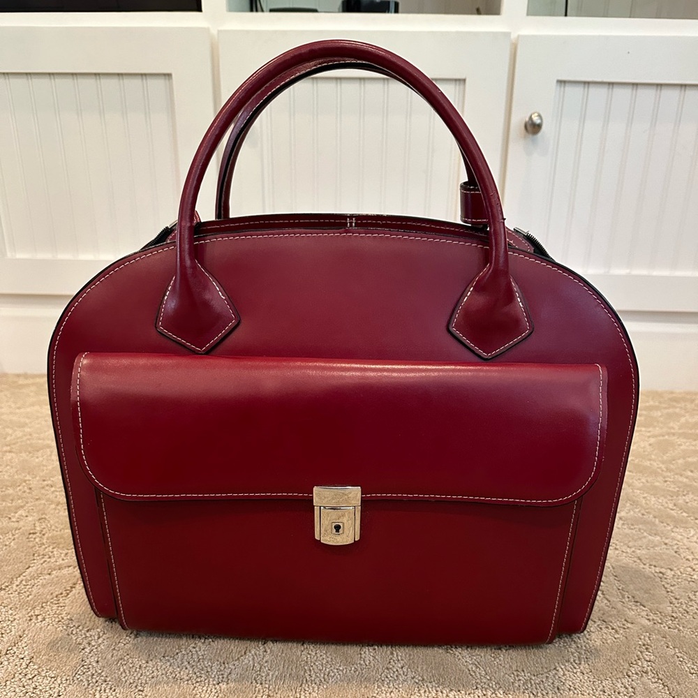 McKlein leather rolling computer case.